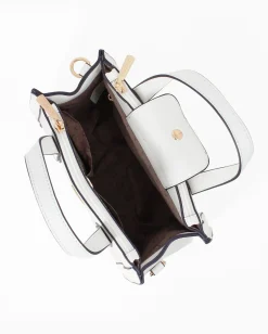 SOLO SOPRANI - Borsa due manici bianca con tre scomparti principali, tracolla removibile