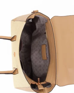SOLO SOPRANI - Borsa due manici beige con patta, tracolla removibile