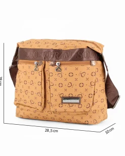 SOLO SOPRANI - Borsa senape con due tasche frontali e tracolla regolabile