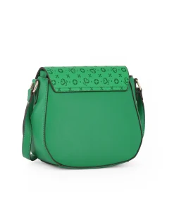 SOLO SOPRANI - Borsa verde con patta loggata e tracolla