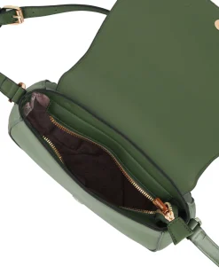 SOLO SOPRANI - Borsa verde con patta loggata e tracolla