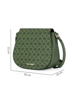 SOLO SOPRANI - Borsa verde con patta loggata e tracolla