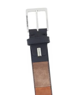 SOLO SOPRANI - Cinta multicolor da uomo con fodera in VERA PELLE