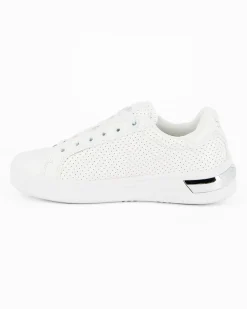 SOLO SOPRANI COUTURE - Sneakers bianca traforata con lacci e zip laterale