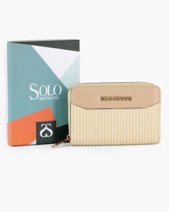SOLO SOPRANI - Portafoglio beige plissettato con due scomparti principali