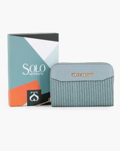 SOLO SOPRANI - Portafoglio jeans plissettato con due scomparti principali