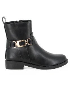 SOLO SOPRANI - Stivaletto nero con zip laterale e cinturino con morsetto, tacco 3CM