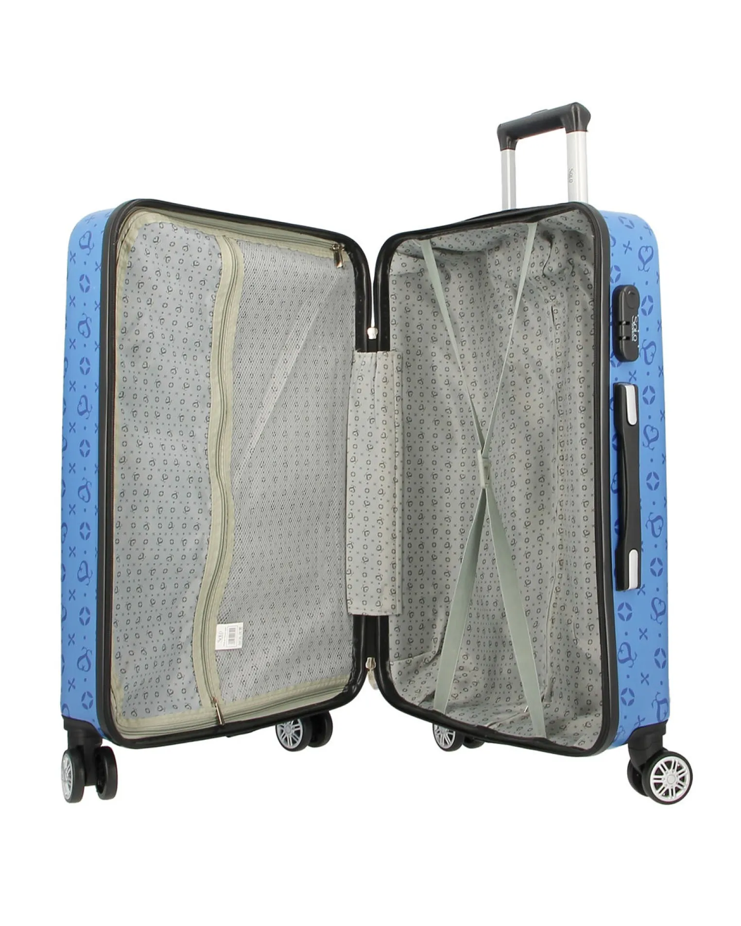 SOLO SOPRANI - TROLLEY BLU CHIARO LOGGATO IN ABS 4 RUOTE