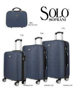 SOLO SOPRANI - TROLLEY BLU IN ABS 4 RUOTE DOPPIE CON STAMPA LOGO