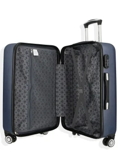 SOLO SOPRANI - TROLLEY BLU IN ABS 4 RUOTE DOPPIE CON STAMPA LOGO