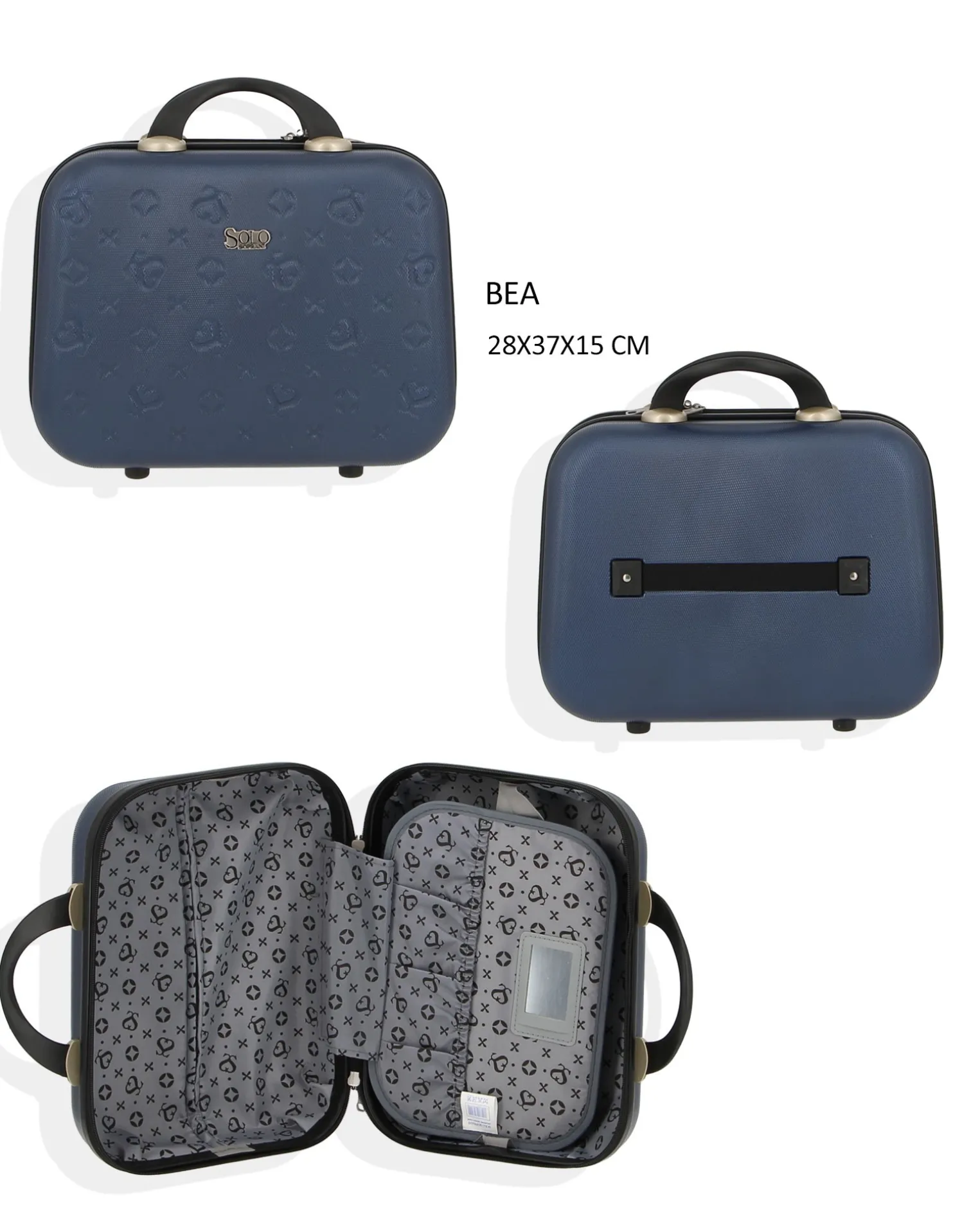 SOLO SOPRANI - TROLLEY BLU IN ABS 4 RUOTE DOPPIE CON STAMPA LOGO