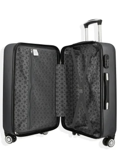 SOLO SOPRANI - TROLLEY NERO IN ABS 4 RUOTE DOPPIE CON STAMPA LOGO