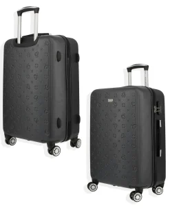 SOLO SOPRANI - TROLLEY NERO IN ABS 4 RUOTE DOPPIE CON STAMPA LOGO