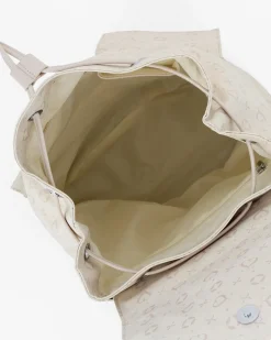 SOLO SOPRANI - Zaino beige con doppia tasca frontale, coulisse e patta