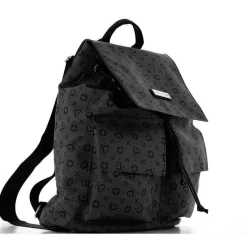 SOLO SOPRANI - Zaino nero con doppia tasca frontale, coulisse e patta