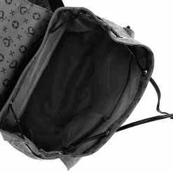 SOLO SOPRANI - Zaino nero con doppia tasca frontale, coulisse e patta