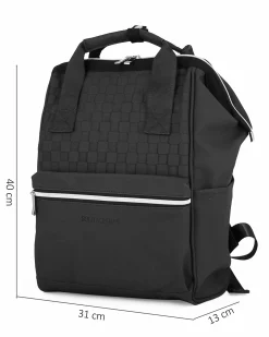 SOLO SOPRANI - Zaino nero due manici con zip frontale e due tasche laterali