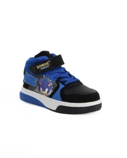 SONIC  - Sneakers alta blu e nera da bambino con luci e strappo
