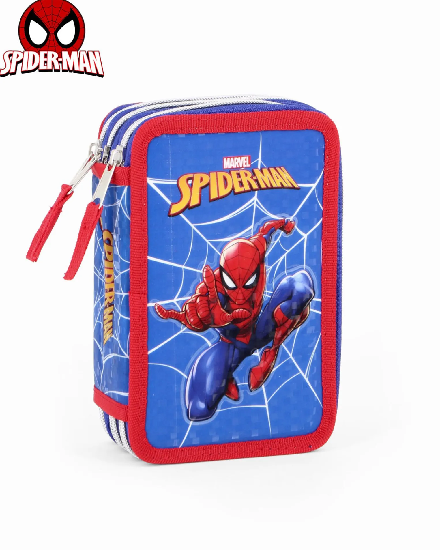 SPIDERMAN - ASTUCCIO 3 ZIP CON STAMPA 3D E PENNA PAPERMATE