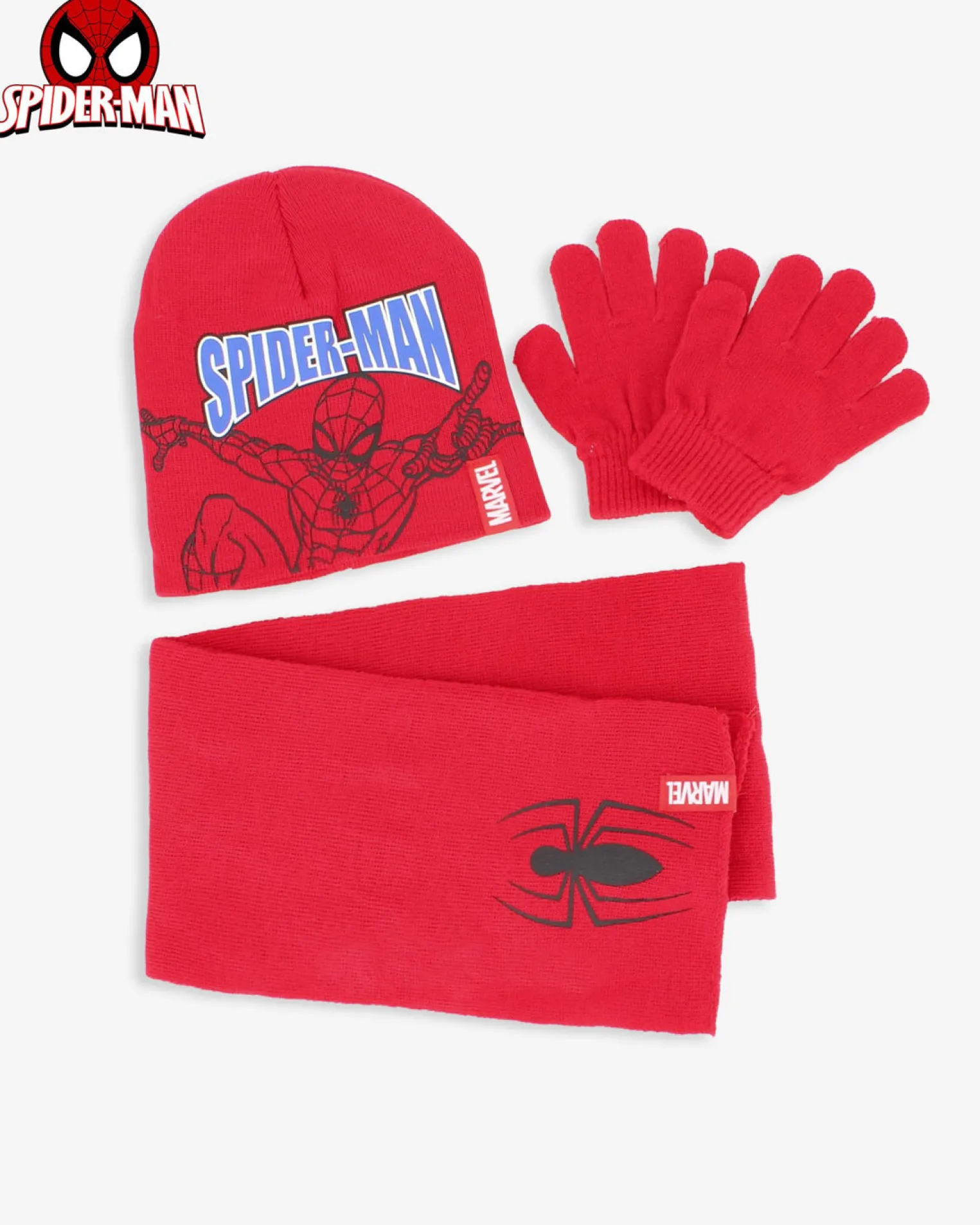 SPIDERMAN - Completo rosso da bimbo cuffia+sciarpa+guanti