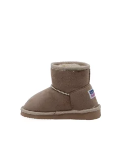 STITCH - Stivaletto taupe con pelliccia interna