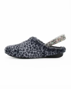 SUPERGA - Pantofole blu maculate pelose