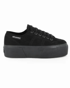 SUPERGA - SCARPA 3790 PLATFORM IN CAMOSCIO NERO DA DONNA