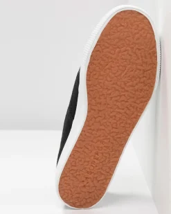 SUPERGA - Sneakers da donna nera e bianca con suola spessa e occhielli argento metallizzato - 2730 MID PLATFORM