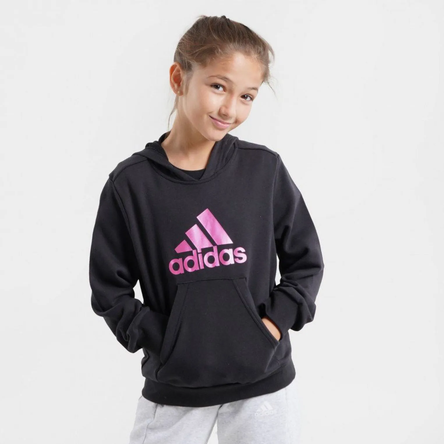 SWEAT C/CAPP.BOS HD BLACK-FUXIA