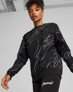 SWEAT ESS+ANIMAL AOP CREW FL BLACK