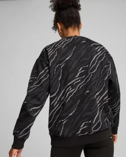 SWEAT ESS+ANIMAL AOP CREW FL BLACK