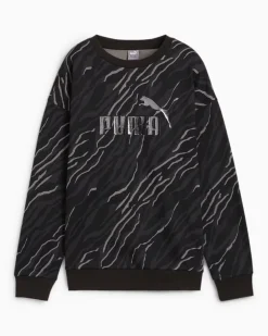 SWEAT ESS+ANIMAL AOP CREW FL BLACK
