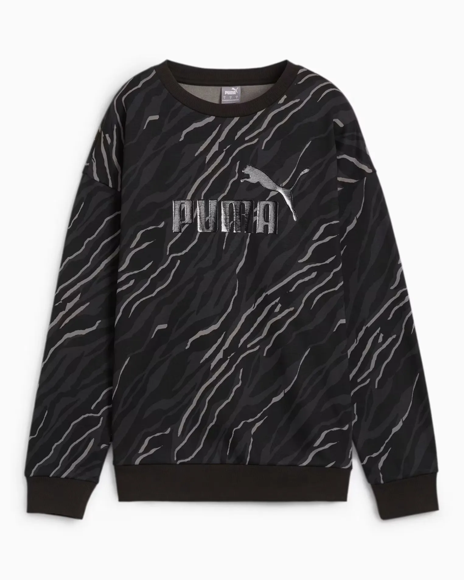 SWEAT ESS+ANIMAL AOP CREW FL BLACK