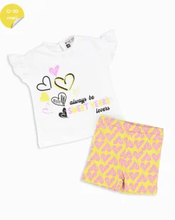 SWEET YEARS - Completo mezza manica verde lime neonata 12-30 mesi in cotone