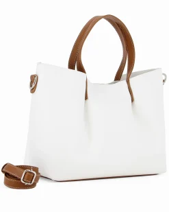 TATOO- Borsa bianca a mano con tracolla rimovibile- MADE IN ITALY