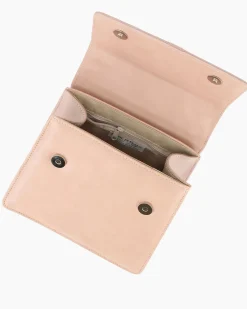 TATOO - Borsa nude un manico con patta e tracolla, MADE IN ITALY