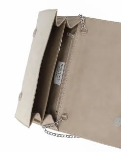 TATOO - Pochette beige scamosciata due scomparti