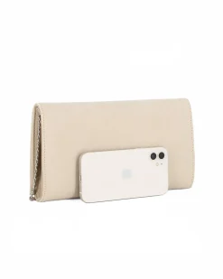 TATOO - Pochette beige scamosciata due scomparti
