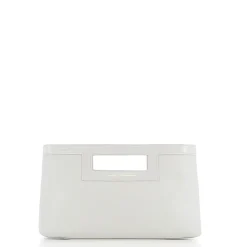 TATOO - Pochette bianca in saffiano e vernice con tracolla removibile, MADE IN ITALY