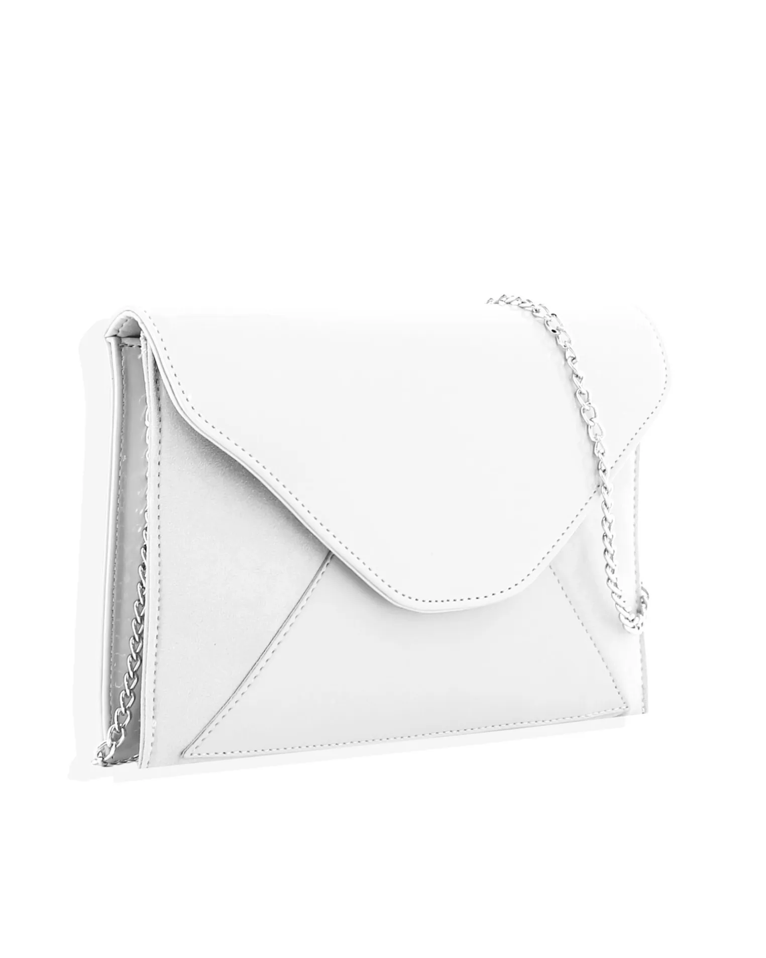 TATOO - Pochette bianca multimateriale con patta, MADE IN ITALY