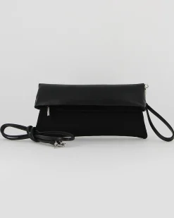 TATOO - Pochette nera in camoscio con patta