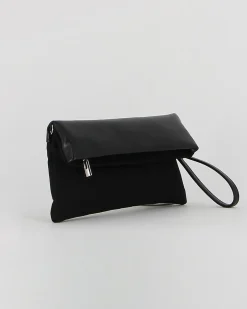 TATOO - Pochette nera in camoscio con patta