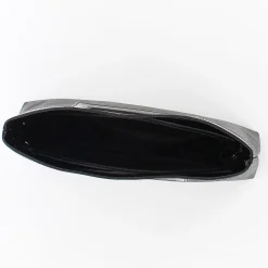 TATOO - Pochette nera in saffiano e vernice con tracolla removibile, MADE IN ITALY