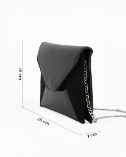 TATOO - Pochette nera multimateriale con patta, MADE IN ITALY
