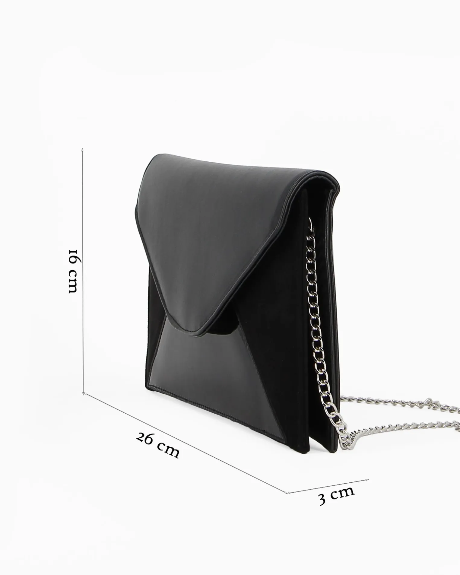 TATOO - Pochette nera multimateriale con patta, MADE IN ITALY