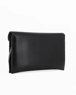 TATOO - Pochette nera multimateriale con patta, MADE IN ITALY