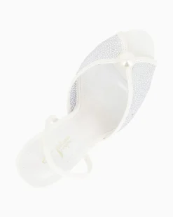 TATOO - Sandalo slingback bianco con strass e perla, tacco 9,5CM