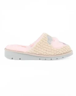 TIGLIO - Pantofola beige con cuori e pelliccia interna, MADE IN ITALY