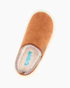 TIGLIO RAMBLAS - Pantofola camel scamosciata da donna con pelliccia interna