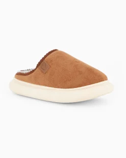 TIGLIO RAMBLAS - Pantofola camel scamosciata da donna con pelliccia interna